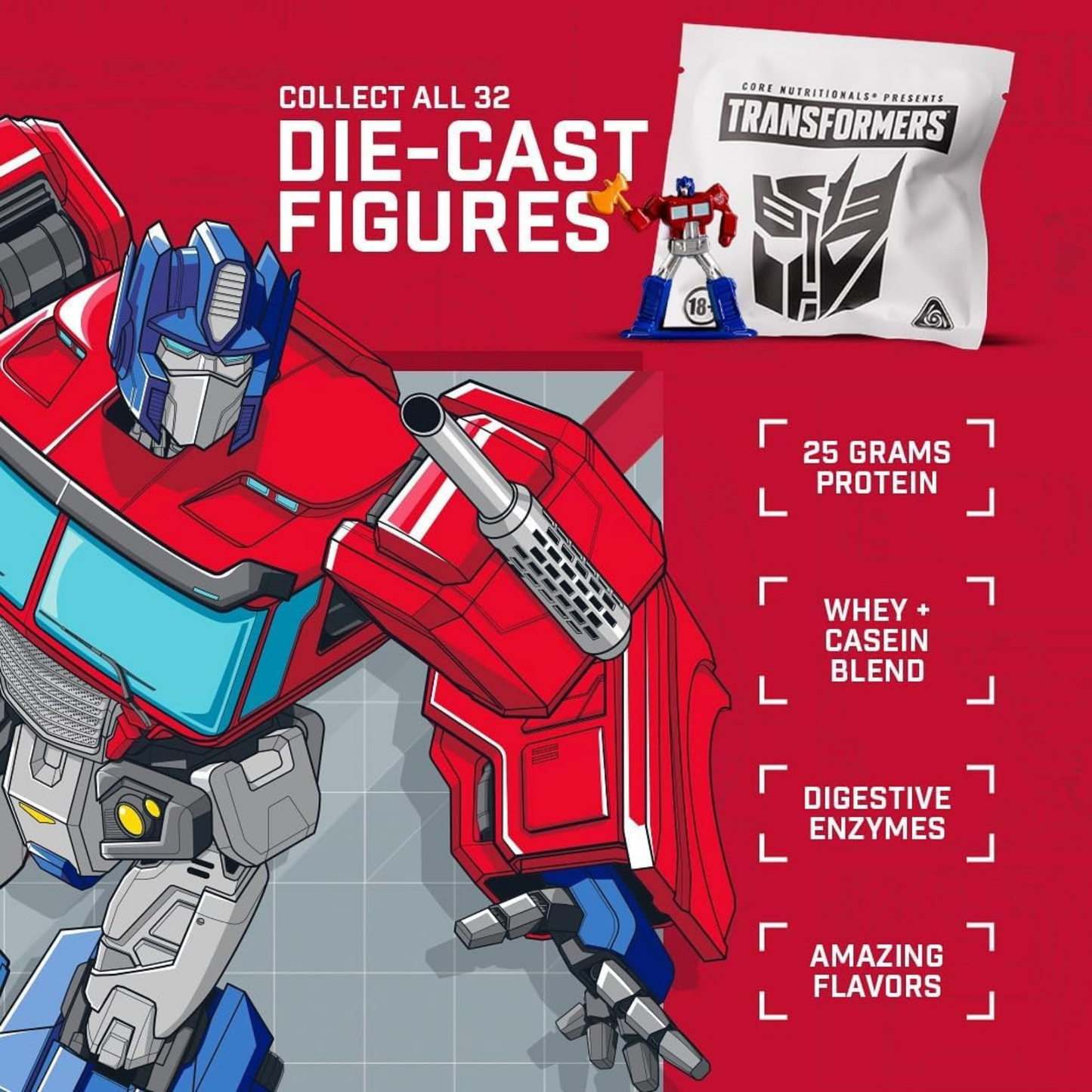 Core Nutritionals Transformers Protron Protein Whey + Casein Blend MCTs & Digestive Enzymes - Bumblebee (Honey Vanilla Graham)