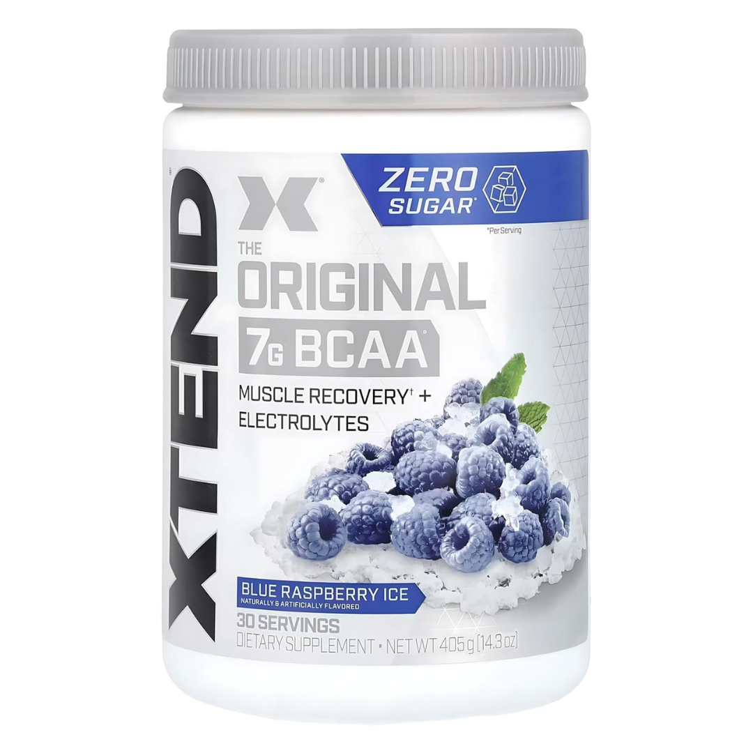XTEND Original BCAA Powder Zero Sugar With Electrolytes for Hydration & Muscle Repair, Post-Workout Supplement, Blue Raspberry Ice Flavour - 30 Servings