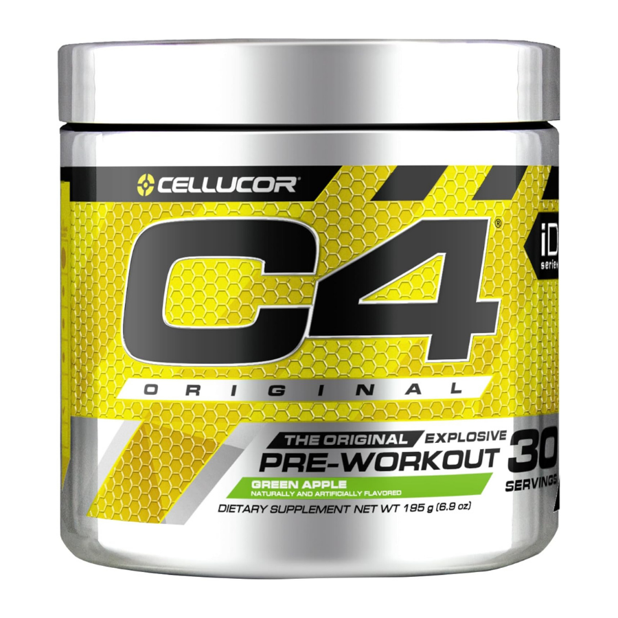 C4 Original Pre Workout Powder with Zero Sugar, Beta-Alanine, Vitamin C, for Energy, Focus & Performance, Green Apple Flavor – 30 Servings