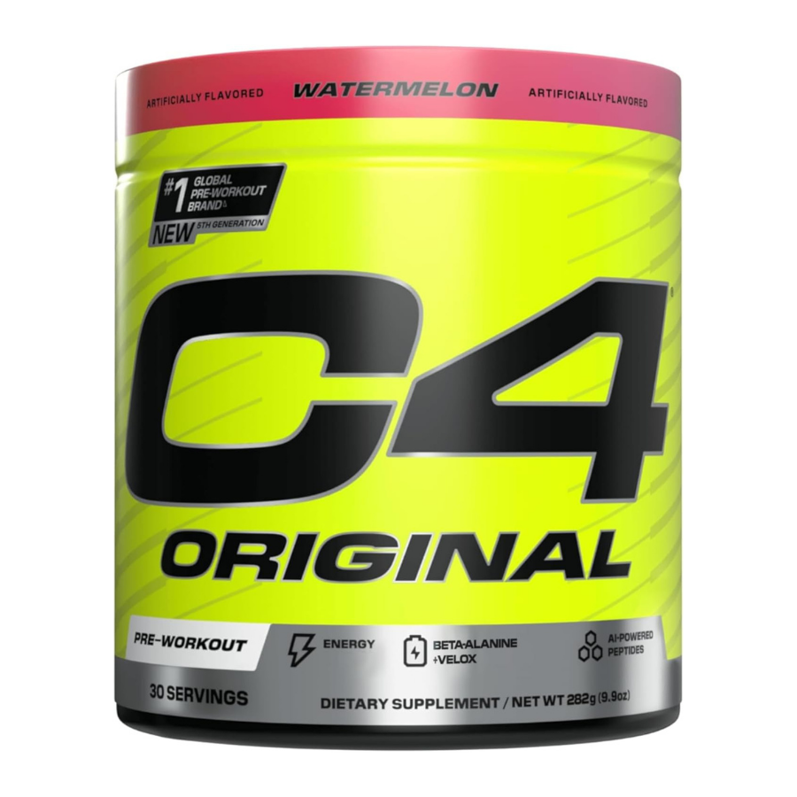 C4 Original Pre Workout Powder with Zero Sugar, Beta-Alanine, Vitamin C, for Energy, Focus & Performance, Watermelon Flavor – 30 Servings