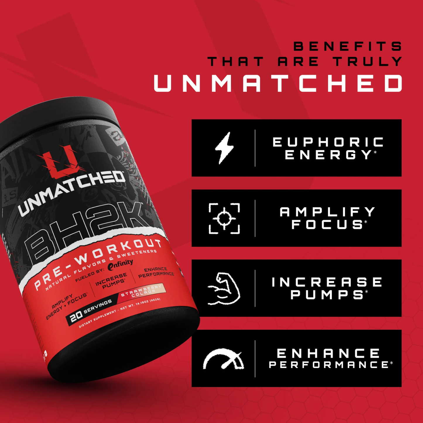 Unmatched BH2K | Pre-Workout Sports Supplement - Blood Orange Lime (20 serving)