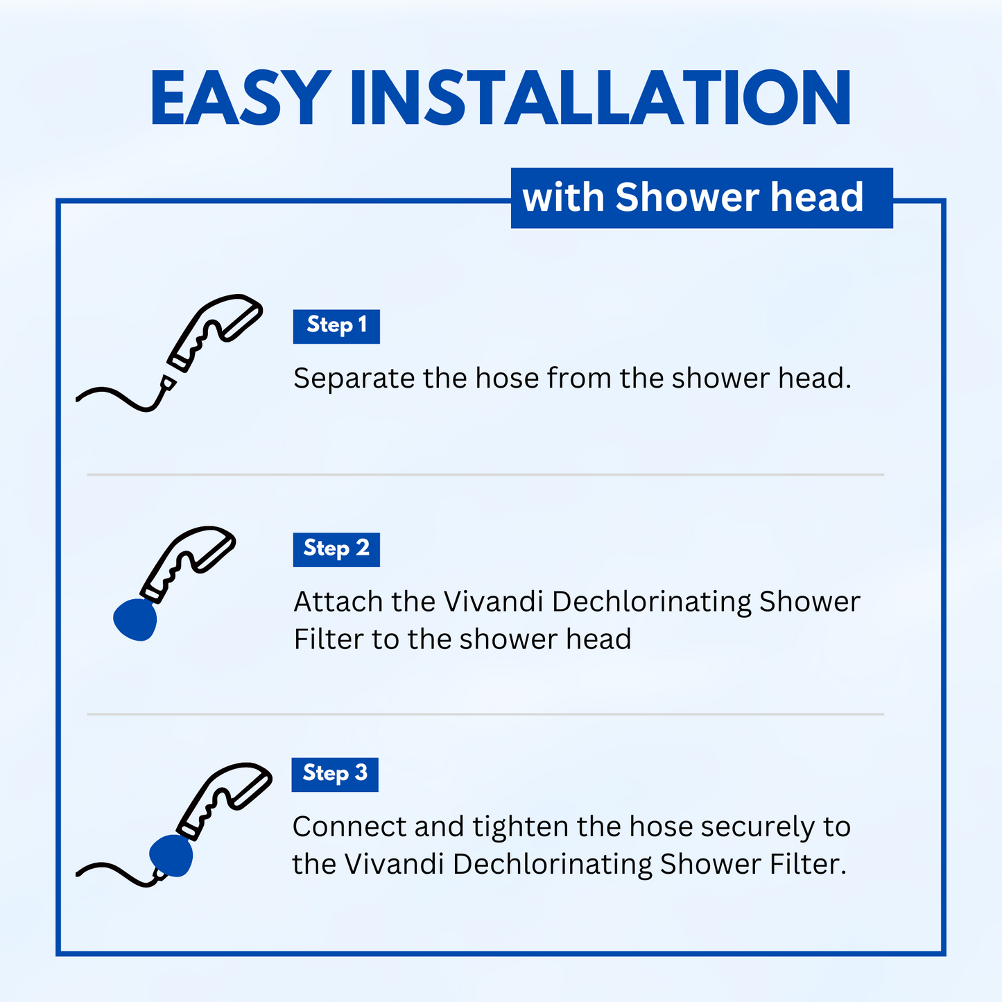Vivandi Dechlorinating Anti-Hair Loss Shower Filter – Prevents Dry Skin, Removes Chlorine & Rust, Non-Toxic with Relaxing Aromatherapy Vivandi
