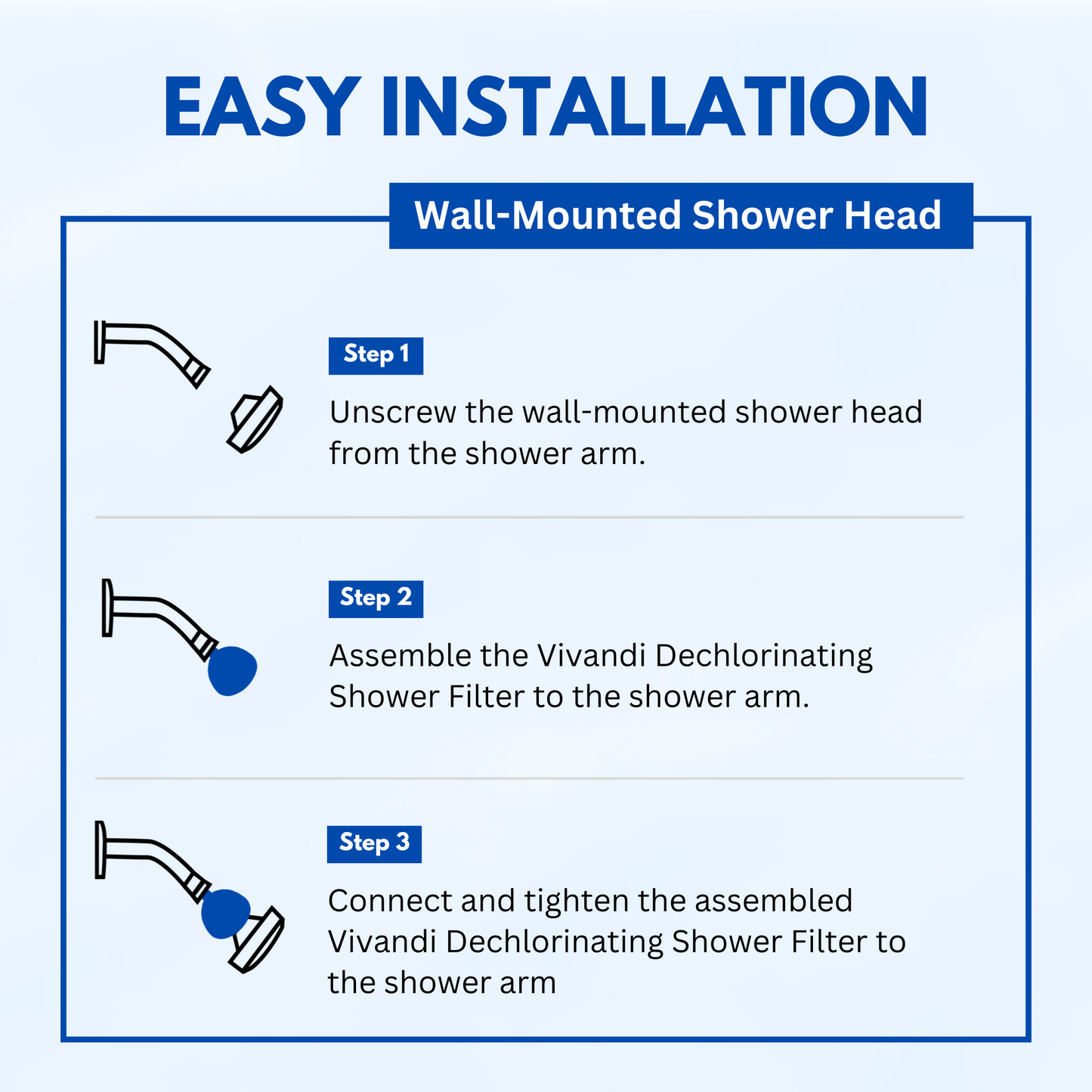 Vivandi Dechlorinating Anti-Hair Loss Shower Filter – Prevents Dry Skin, Removes Chlorine & Rust, Non-Toxic with Relaxing Aromatherapy Vivandi