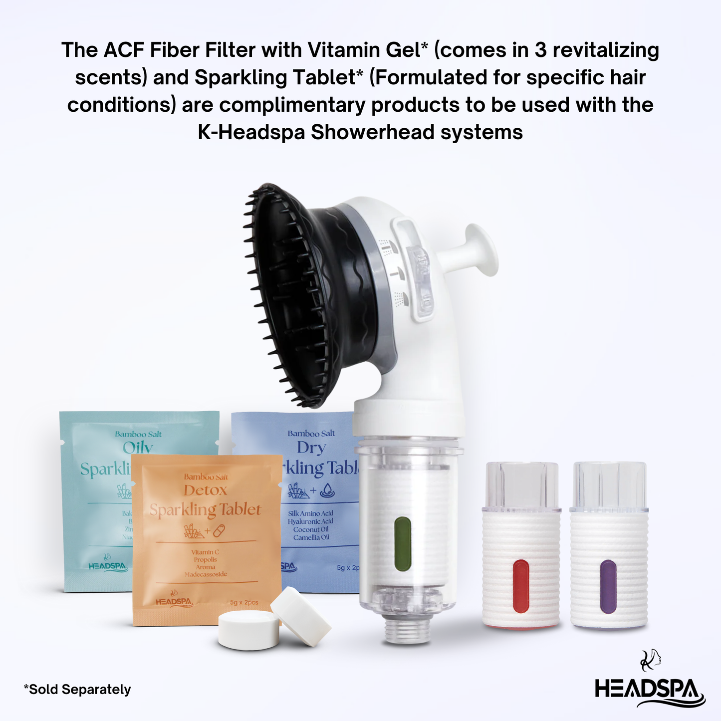 K-HeadSpa ACF Fiber Filter with Vitamin Gel & Sparkling Tablet Holder - Lavender K-HeadSpa