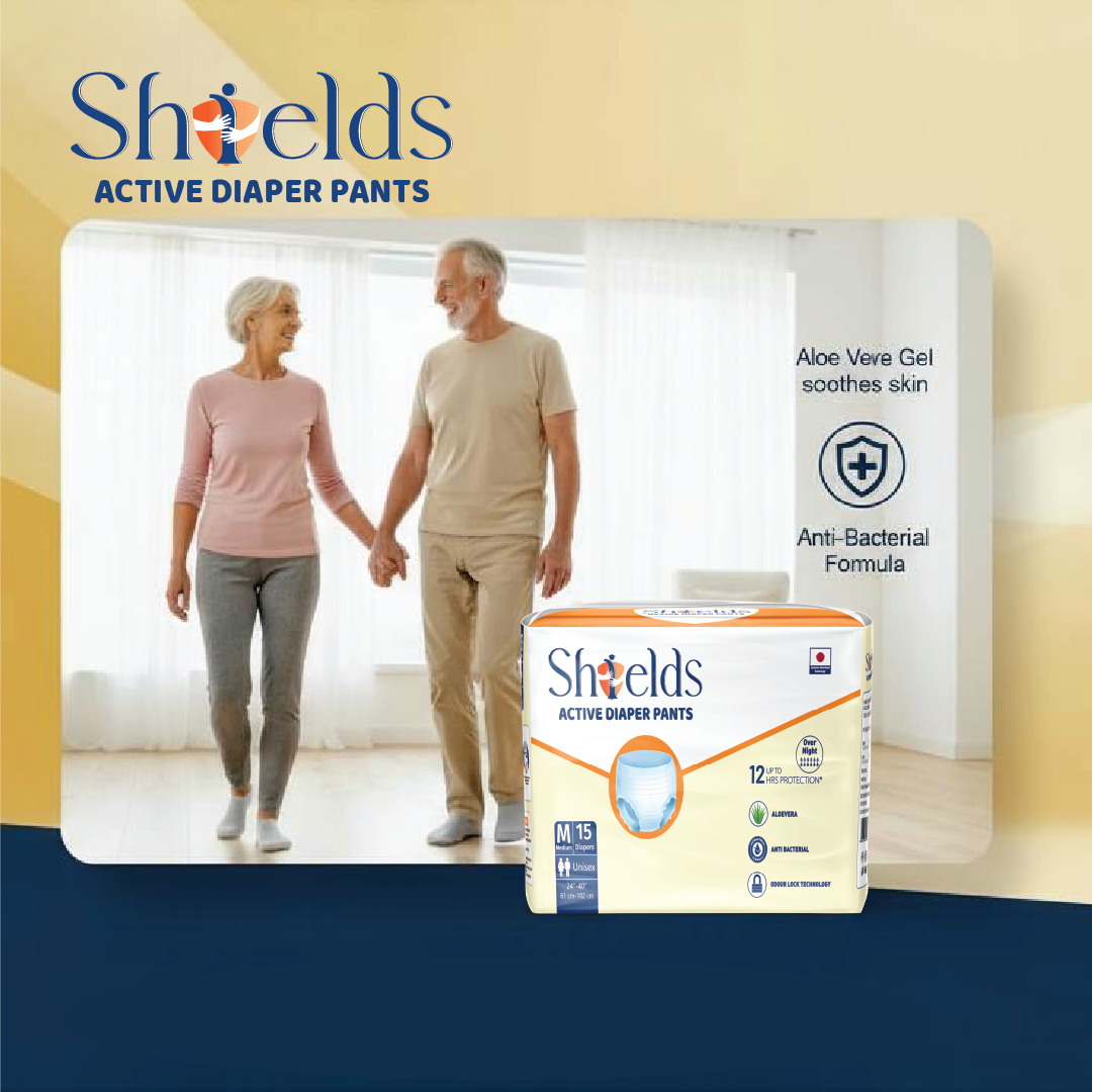Shields Adult Diapers, Unisex Incontinence Diaper Pull-Ups for Women & Men, Leak-Proof, Daily Bladder Protection - Pack of 6 (M)