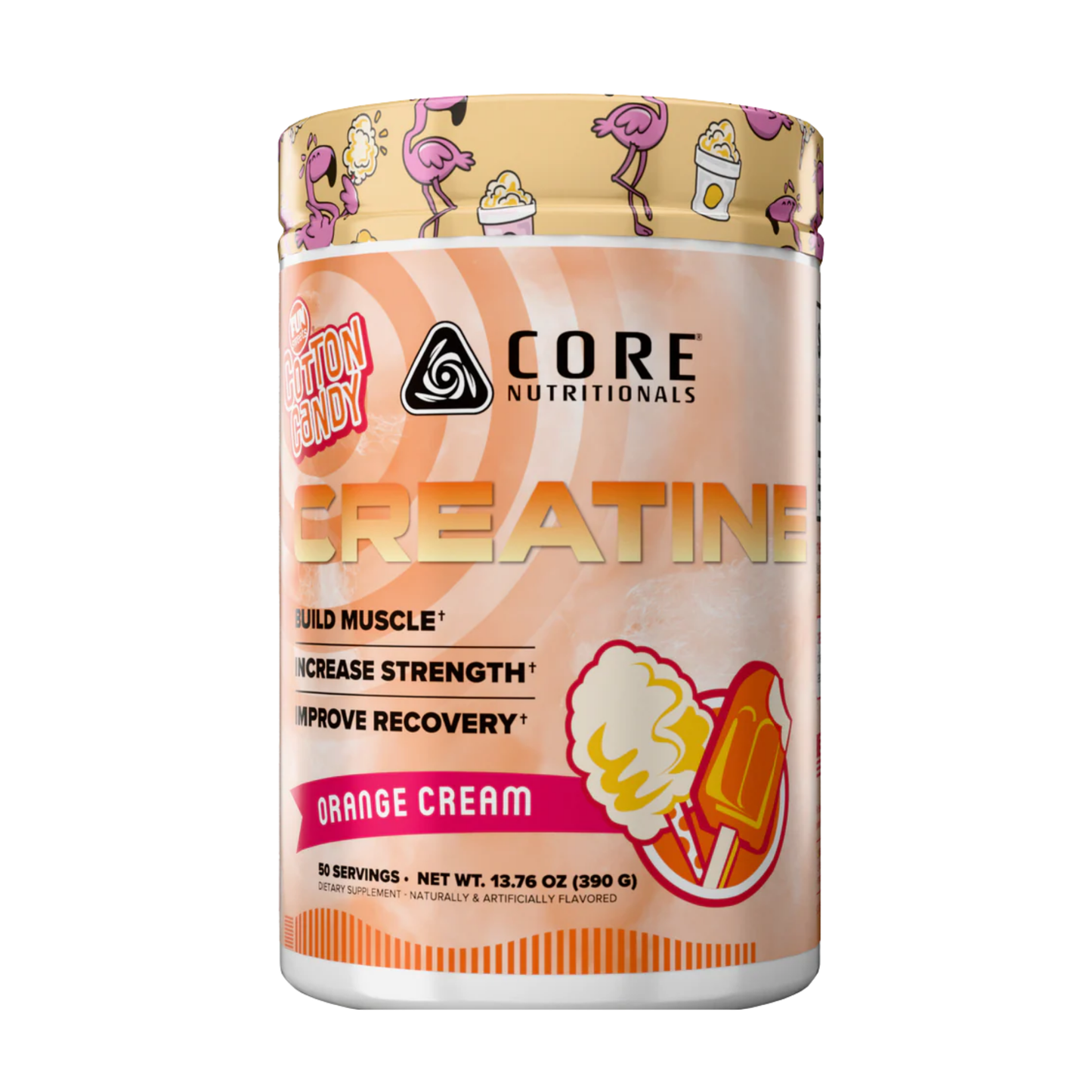 Core Nutritionals Creatine Monohydrate, Premium Creatine for Fitness & Muscle Recovery - Orange Cream Flavor