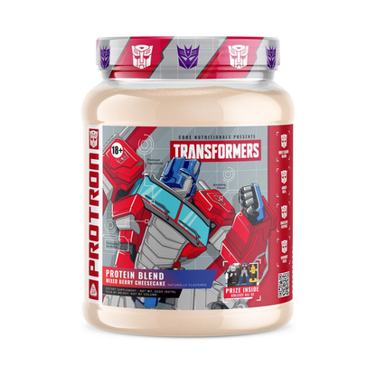 Core Nutritionals Transformers Protron Protein Blend – 25 g Whey + Casein Protein with Digestive Enzymes & MCTs - Optimus Prime (Mixed Berry Cheesecake)