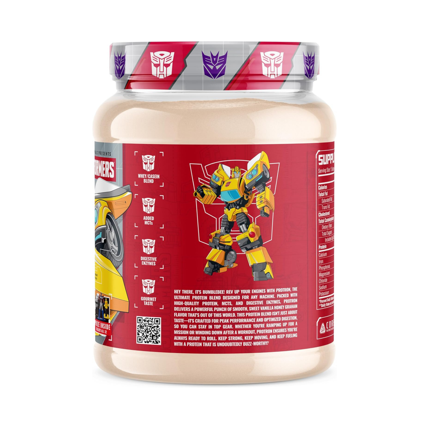 Core Nutritionals Transformers Protron Protein Whey + Casein Blend MCTs & Digestive Enzymes - Bumblebee (Honey Vanilla Graham)