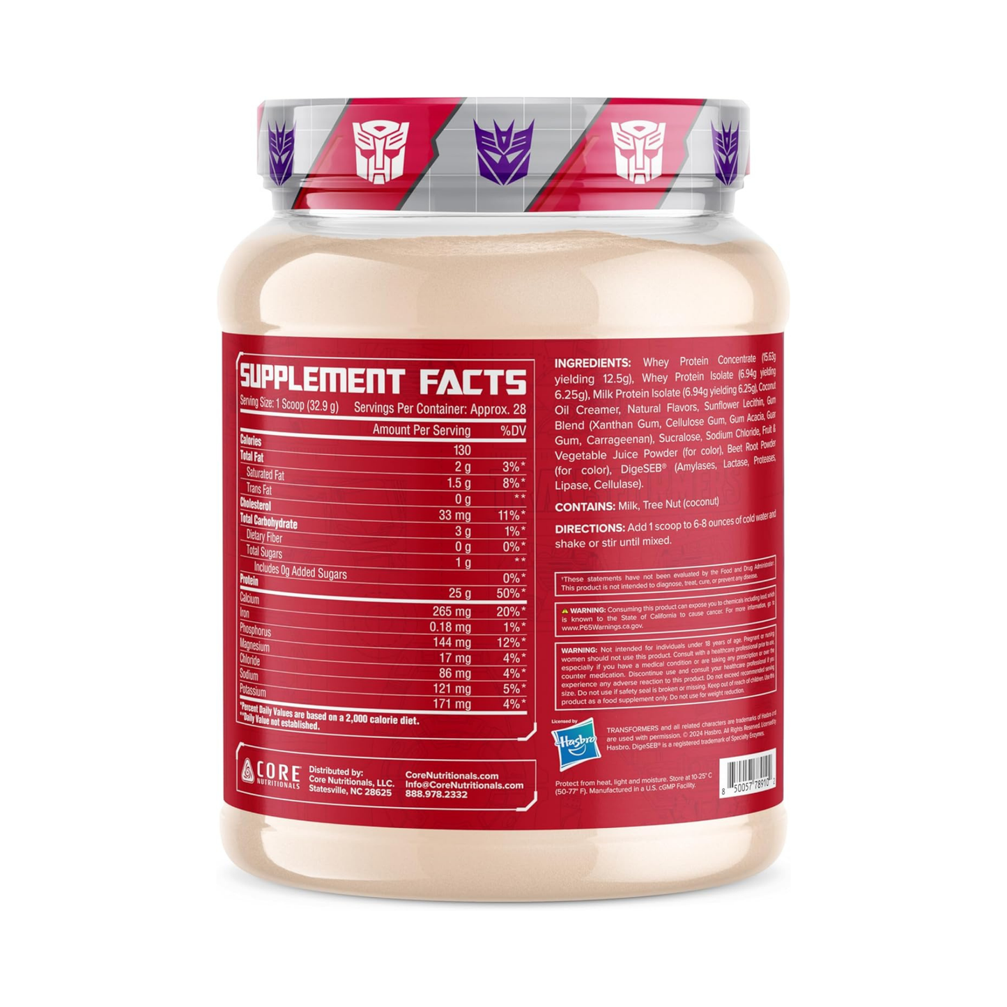 Core Nutritionals Transformers Protron Protein Blend – 25 g Whey + Casein Protein with Digestive Enzymes & MCTs - Optimus Prime (Mixed Berry Cheesecake)