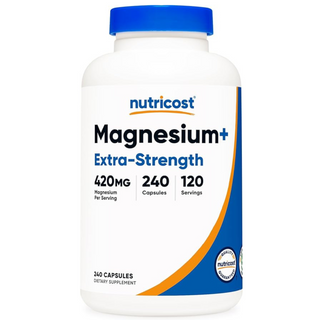 Nutricost Magnesium+ Extra Strength 420mg - Non-GMO, Gluten Free, Vegan Friendly - 240 Capsules 120 Servings Nutricost
