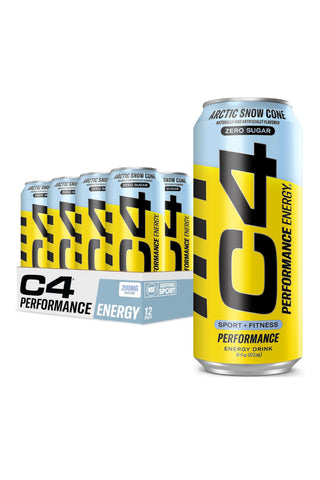 C4 Pre Workout Energy Drink With Beta-Alanine, Zero Sugar, Carbonated Drink for Strength & Endurance, Arctic Snow Cone Flavor – 12 Pack