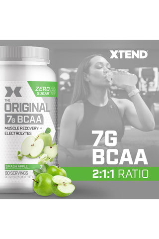 XTEND Original BCAA  Powder Zero Sugar With Electrolytes for Hydration & Muscle Repair,  Post-Workout Supplement, Smash Apple Flavour- 90 Servings