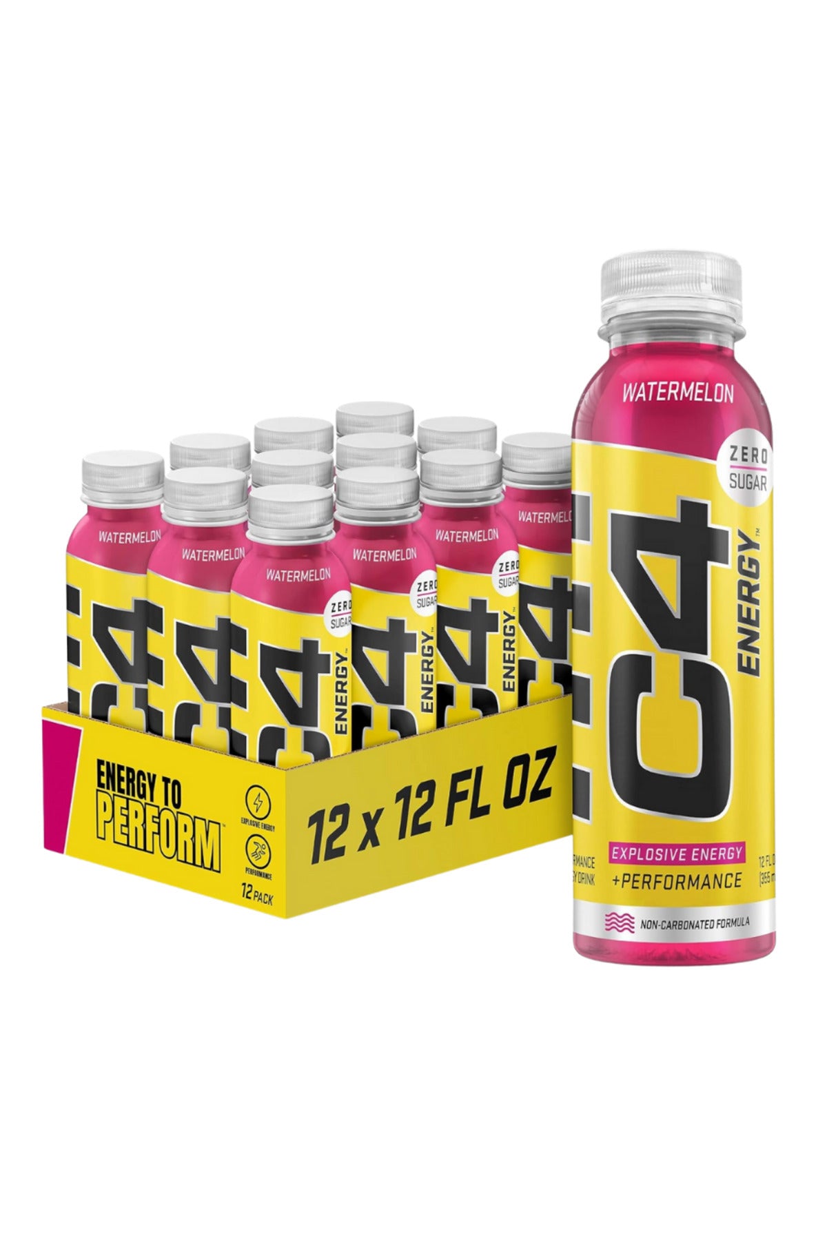 C4 Energy Still Drink, Pre Workout Energy Beverage with Beta-Alanine & Zero Sugar, Supports Focus, Cognitive Health & Performance, NSF Certified, Watermelon Flavor – 12oz Bottle