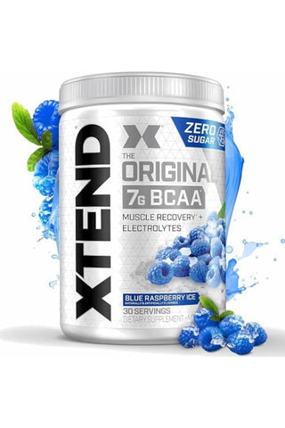 XTEND Original BCAA Powder Zero Sugar With Electrolytes for Hydration & Muscle Repair, Post-Workout Supplement,  Blue Raspberry Ice Flavour - 30 Servings
