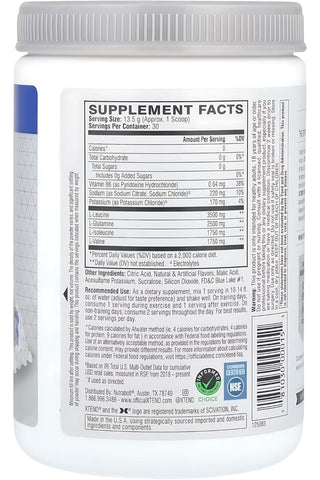 XTEND Original BCAA Powder Zero Sugar With Electrolytes for Hydration & Muscle Repair, Post-Workout Supplement,  Blue Raspberry Ice Flavour - 30 Servings