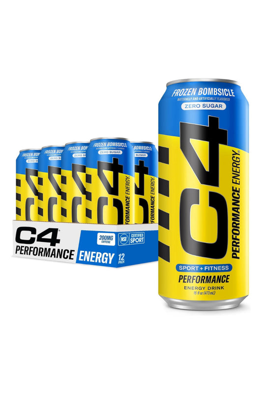 C4 Pre Workout Energy Drink With Beta-Alanine, Zero Sugar, Carbonated Drink for Strength & Endurance, Frozen Bombsicle Flavor – 12 Pack