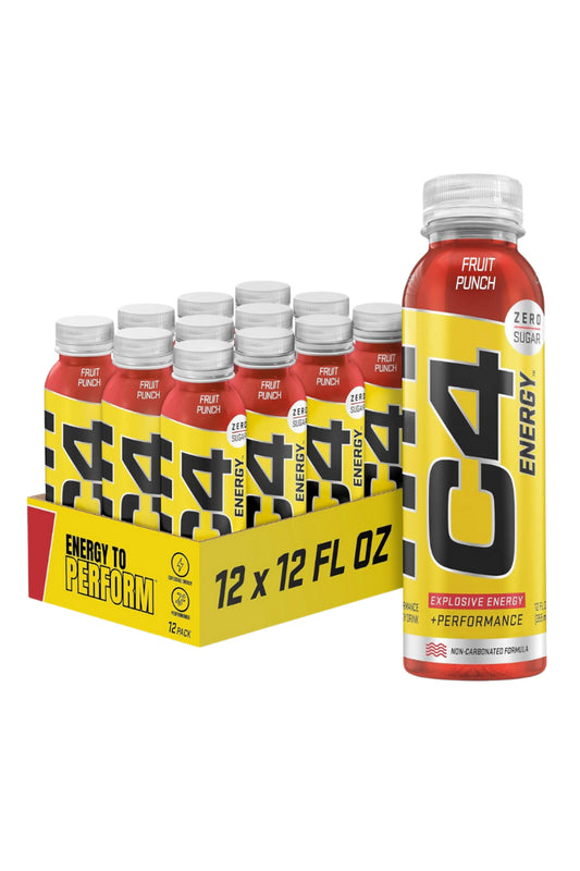 C4 Energy Still Drink, Pre Workout Energy Beverage with Beta-Alanine & Zero Sugar, Supports Focus, Cognitive Health & Performance, NSF Certified, Fruit Punch Flavor – 12oz Bottle