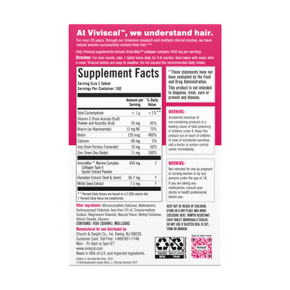 Viviscal Advanced Hair Health Supplements For Women 180 Tablets (3 Month Supply)