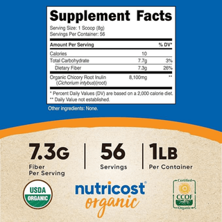 Nutricost Organic Inulin Powder for Digestive and Heart Health - 1 LB Nutricost