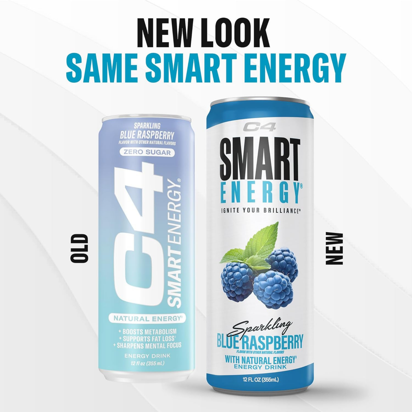 C4 Pre Workout Energy Drink With Beta-Alanine, Zero Sugar, Carbonated Drink for Strength & Endurance, Blue Raspberry Flavor – 12 Pack