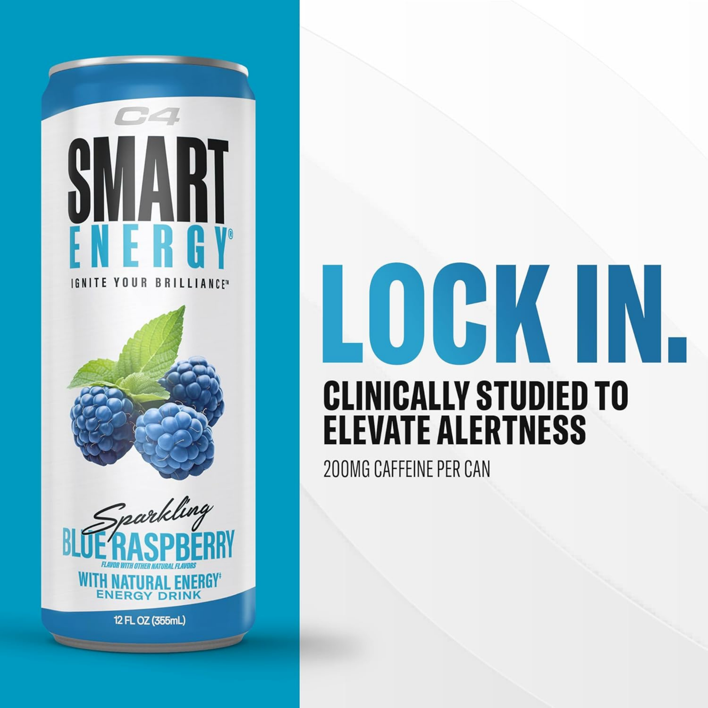 C4 Pre Workout Energy Drink With Beta-Alanine, Zero Sugar, Carbonated Drink for Strength & Endurance, Blue Raspberry Flavor – 12 Pack
