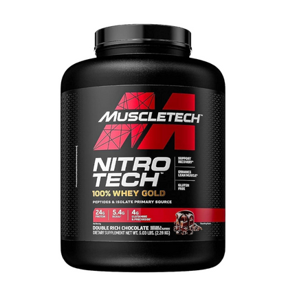 Muscle Tech Nitro Tech 100% Whey Gold Whey Protein Powder Double Rich Chocolate - 5Lbs