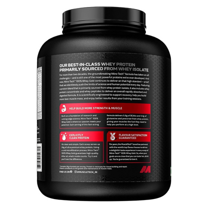 Muscle Tech Nitro Tech 100% Whey Gold Whey Protein Powder Double Rich Chocolate - 5Lbs