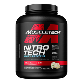 MuscleTech Nitro-Tech Whey Protein Powder With Creatine for Muscle Growth, Lean Muscle Building & Recovery, High-Quality Whey Protein Isolate Blend  Vanilla Cream Flavor –  4lbs