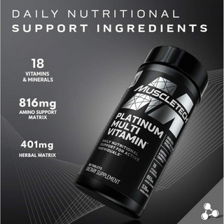 MuscleTech Platinum Multivitamin, High-Potency Daily Formula with Vitamins, Minerals & Herbal Complex, Supports Immune Health, Energy & Recovery  – 90 Tablets
