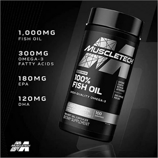 MuscleTech Platium Omega 3 Fish Oil Softgels with EPA & DHA, Support Heart, Brain & Joints  – 100 Softgels (1000)