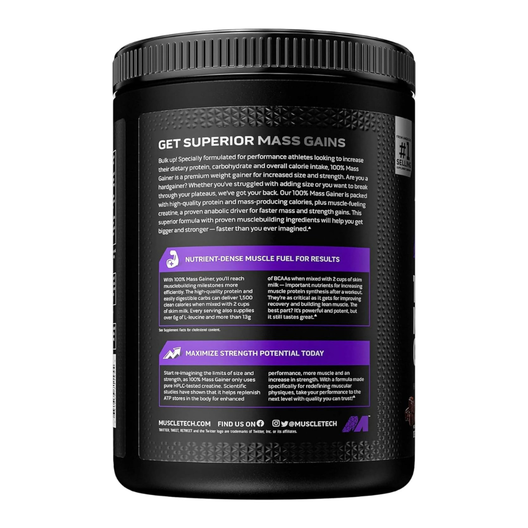 MuscleTech 100% Mass Gainer | High-Calorie Mass Gainer for Muscle Growth| Chocolate Fudge Brownie - 5.15 Lbs