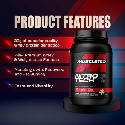 MuscleTech Nitro Tech Ripped French Vanilla Bean 2lbs (907) US (RB)