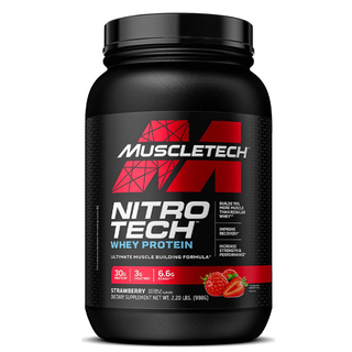 MuscleTech Nitro-Tech Whey Protein Powder With Creatine for Muscle Growth, Lean Muscle Building & Recovery, High-Quality Whey Protein Isolate Blend   Strawberry Flavor –  2.2lbs