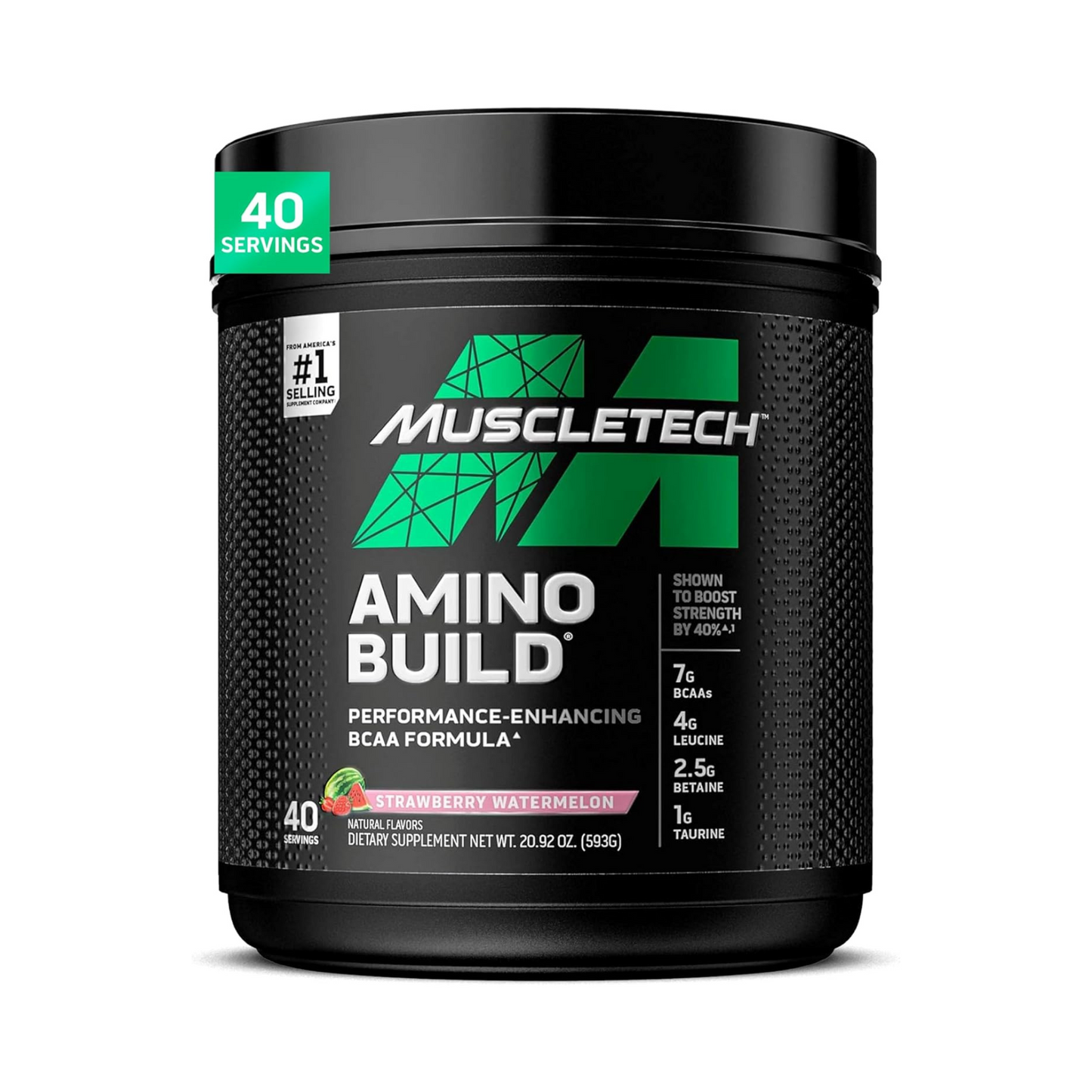 MuscleTech Amino Build BCAA Powder with Creatine, Amino Acid & Electrolytes, Intra-Workout Support for Recovery & Hydration Strawberry & Watermelon – 40 Servings