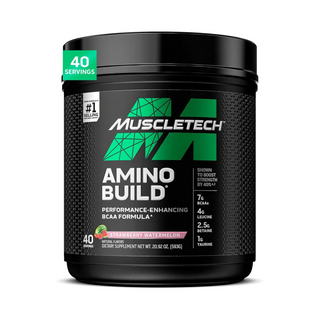 MuscleTech Amino Build BCAA Powder with Creatine, Amino Acid & Electrolytes, Intra-Workout Support for Recovery & Hydration Strawberry & Watermelon – 40 Servings
