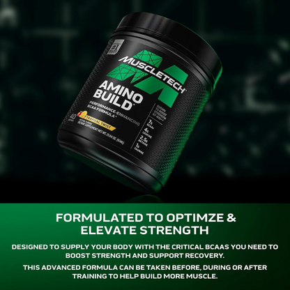 Muscle Tech Amino Build BCAA Formula with Amino Acids & Electrolyte Powder Support Muscle RecoveryTropical Twist - 40 Serv
