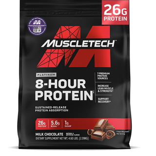 MuscleTech Platinum 8-Hour Protein, Sustained-Release Protein Blend for Muscle Growth & Recovery Milk Chocolate – 4.6lbs