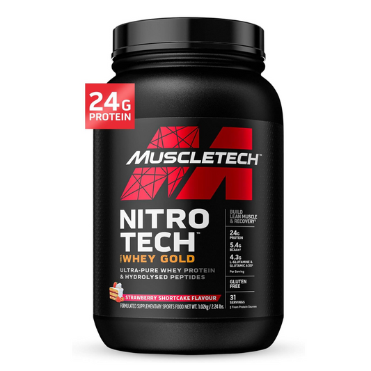 MuscleTech Nitro Tech 100% Whey Gold Protein Powder Strawberry Shortcake  – 2lbs