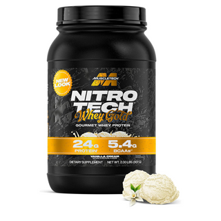 MuscleTech Nitro-Tech 100% Whey Gold Protein Powder, Fast-Absorbing Whey Peptides & Isolate, Muscle Growth & Recovery French Vanilla Cream – 2lbs