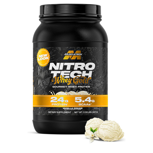 MuscleTech Nitro-Tech 100% Whey Gold Protein Powder, Fast-Absorbing Whey Peptides & Isolate, Muscle Growth & Recovery French Vanilla Cream – 2lbs