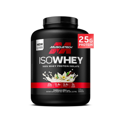 Muscle Tech Iso Whey 100% Whey Protein Isolate Dietary Supplement In Vanilla Flavor - 5 Lbs