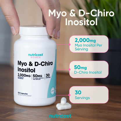 Nutricost Myo + D Chiro Inositol Capsules for Women - 120 Capsule
