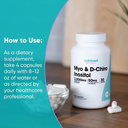 Nutricost Myo + D Chiro Inositol Capsules for Women - 120 Capsule