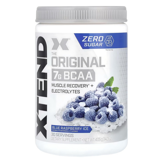 XTEND Original BCAA Powder Zero Sugar With Electrolytes for Hydration & Muscle Repair, Post-Workout Supplement,  Blue Raspberry Ice Flavour - 30 Servings