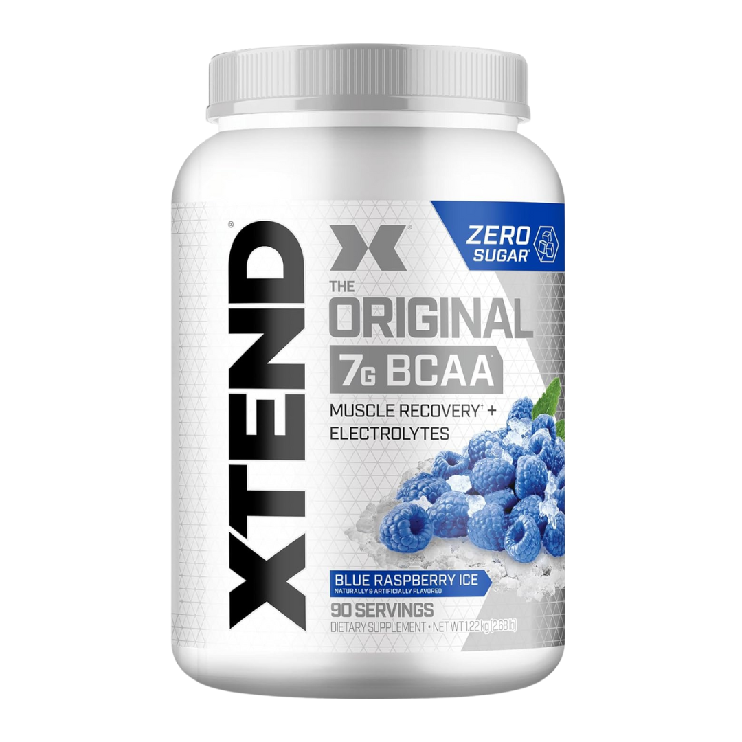 XTEND Original BCAA Powder Zero Sugar With Electrolytes for Hydration & Muscle Repair, Post-Workout Supplement,  Blue Raspberry Ice Flavour - 90 Servings