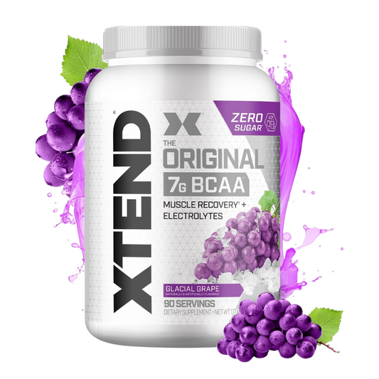 XTEND Original BCAA  Powder Zero Sugar With Electrolytes for Hydration & Muscle Repair,  Post-Workout Supplement, Glacial Grape Flavour - 90 Servings