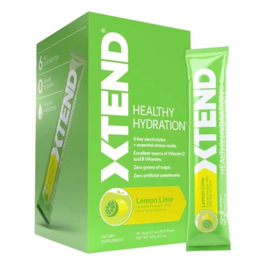 XTEND Healthy Hydration Zero Sugar Intra-Workout Hydration Drink with Electrolytes and vitamin D, NSF Certified for Sport, Lemon Lime Flavor - 15 Servings