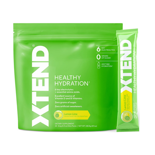 XTEND Healthy Hydration Zero Sugar Intra-Workout Hydration Drink with Electrolytes and vitamin D, NSF Certified for Sport, Lemon Lime Flavor - 28 Servings