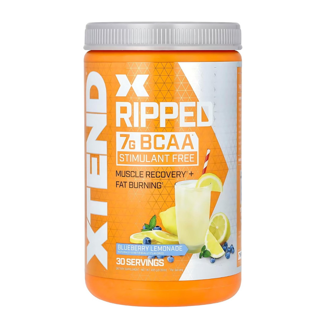 XTEND Original BCAA  Powder Zero Sugar With Electrolytes for Hydration & Muscle Repair,  Post-Workout Supplement, Ripped Blueberry Lemonade Flavour- 30 Servings