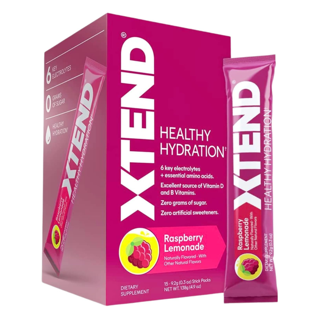 XTEND Healthy Hydration Zero Sugar Intra-Workout Hydration Drink with Electrolytes and vitamin D, NSF Certified for Sport, Lemonade Flavor - 15 Servings